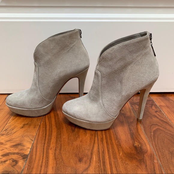 Alexandre Birman Gray Suede Platform Heeled Booties size 6 - Picture 4 of 12